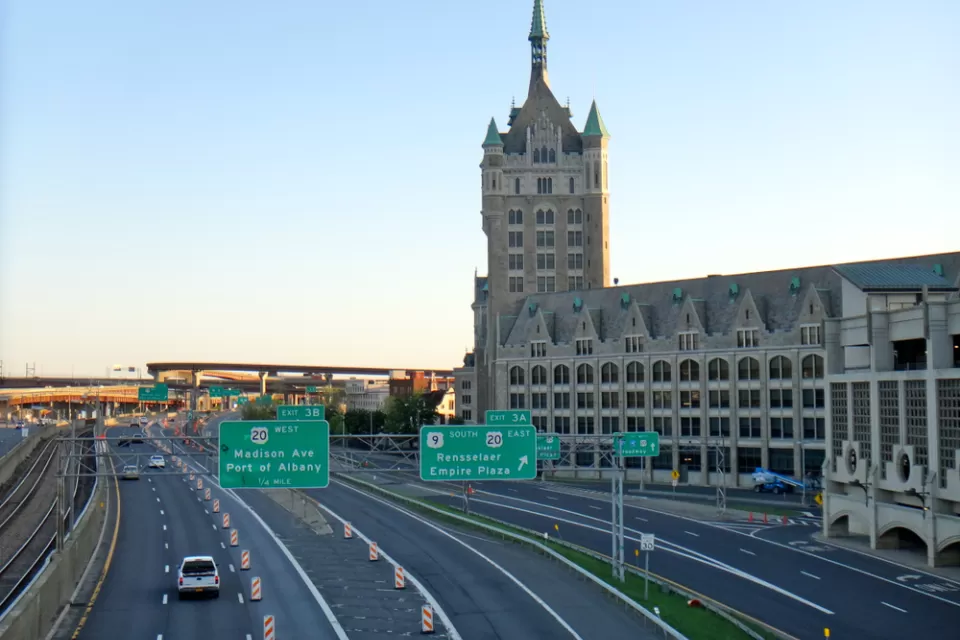 Interstate 787 with Albany buildings in background